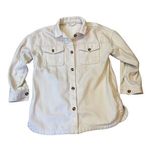 Sonoma Shacket Women's Large Cream Button Front Shirt Jacket Cozy